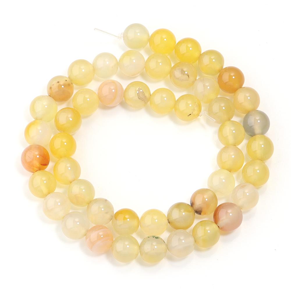 1 Strand 4/6/8/10mm Natural Yellow Stripe Agate Stone Beads Round Loose Beads For Jewelry Making DIY Bracelets Necklace Findings