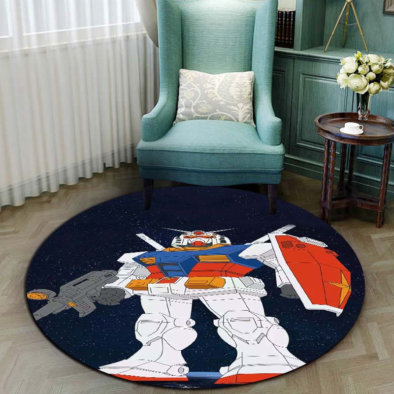 Mobile Suit Gundam Cartoon Round Rug Can Be Used To Decorate Living Rooms, Bedrooms, Sofas, and Game Rooms; Non-slip Rug.66
