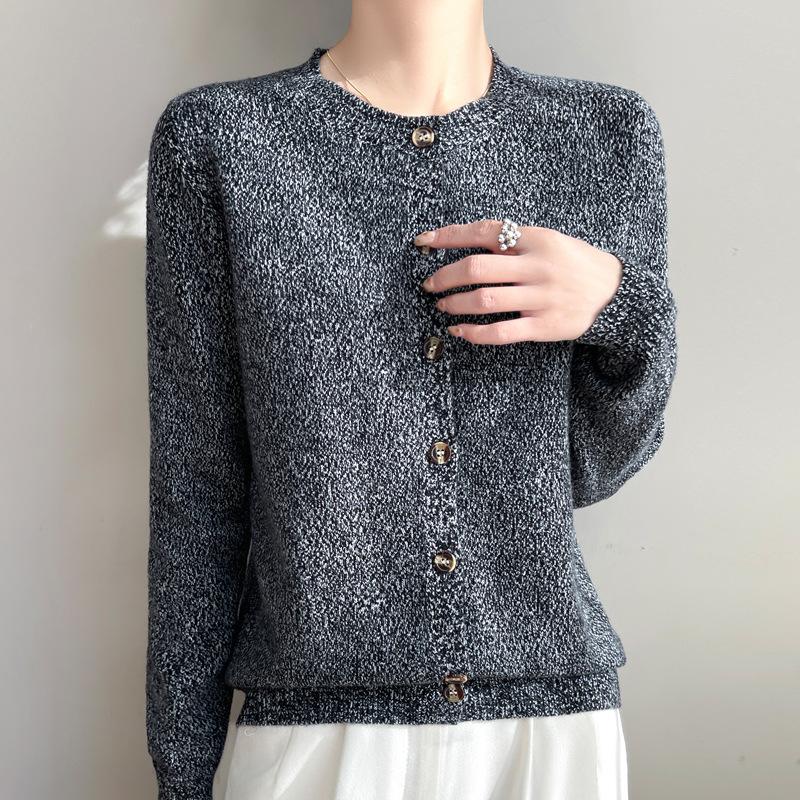 

Новый весенний стиль вязаного кардигана с круглым вырезом, с ретро цветочным тюлем, свободный и мягкий топ XXL