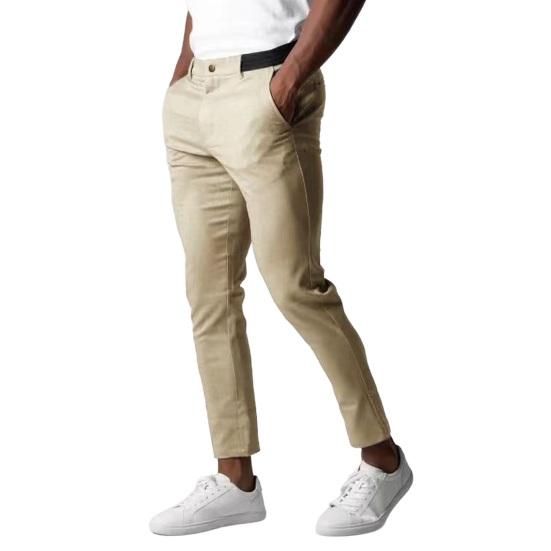 

Мужские деловые брюки с карманами, облегающий крой, эластичная талия, застежка-молния, однотонные прямые брюки для повседневной носки L хаки