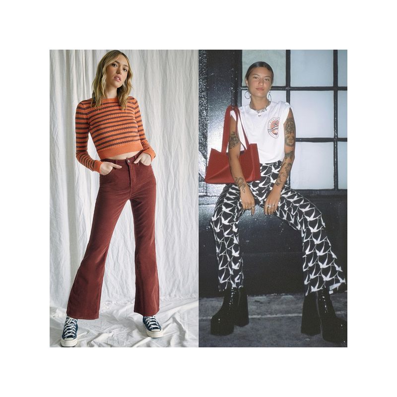 Foreign Trade Original Order RVC * a American Vintage High Waist Stretch Slimming Slim Fit Corduroy Trumpet Pants Two Colors 1521 B1