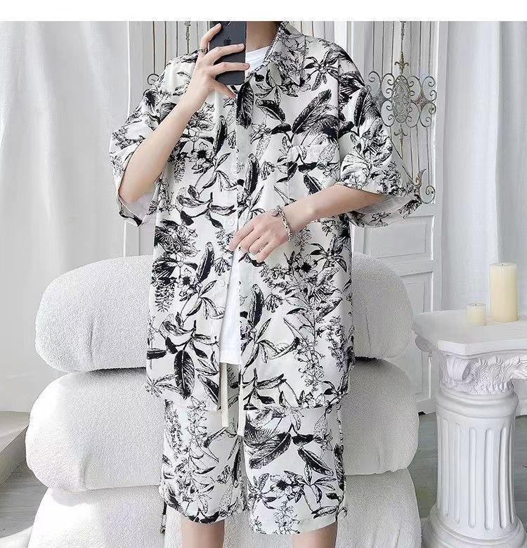 Men's Designer Floral Shirt & Shorts Set - Summer Fashion, Casual Youth Style, Button-Up Shirt & Floral Shorts