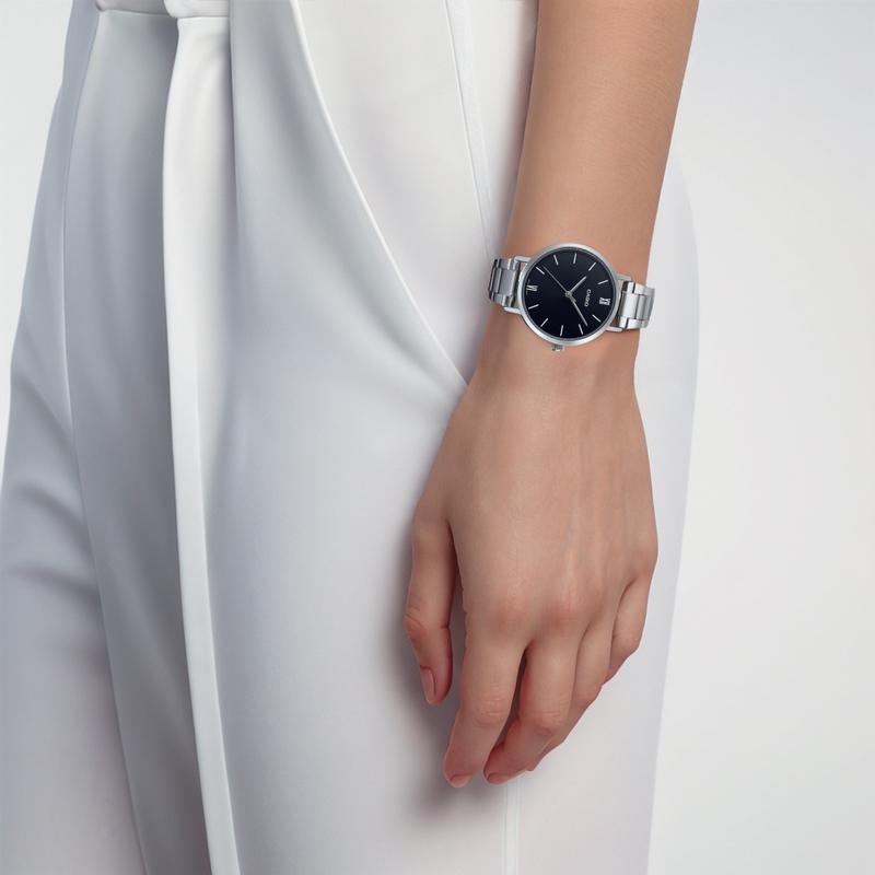 Casio STANDARD Series Simple Fashion Quartz Movement Stainless Steel Strap Japanese and Korean Watch Women's Watch Black Dial LTP-VT02D-1A