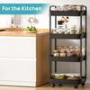Plastic Rolling Utility Cart with Handle Storage Trolley for Office, Living Room, Kitchen, Movable Storage Organizer with Wheel