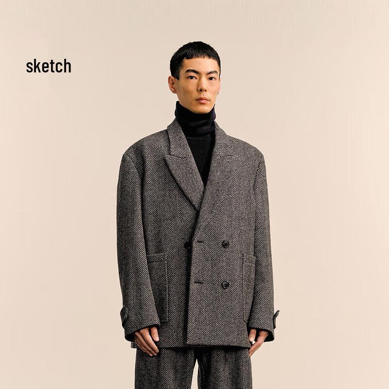CROQUIS Men's Winter Oversized Double-breasted Blazer