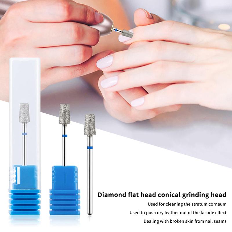 Nail Drill Bit Flat Head Conical Electric Manicure File Quick Removal Nails Polish Grinding Head Cuticle Professional Nail Tools