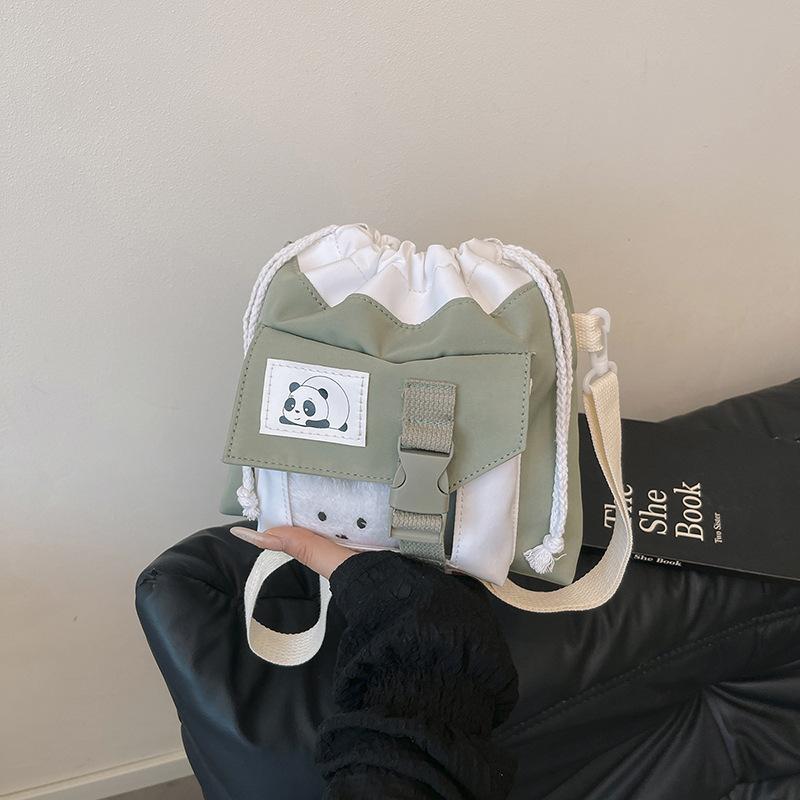 Spring cute small bag messenger bag new Japanese girl Harajuku student canvas bag shoulder bag bucket bag