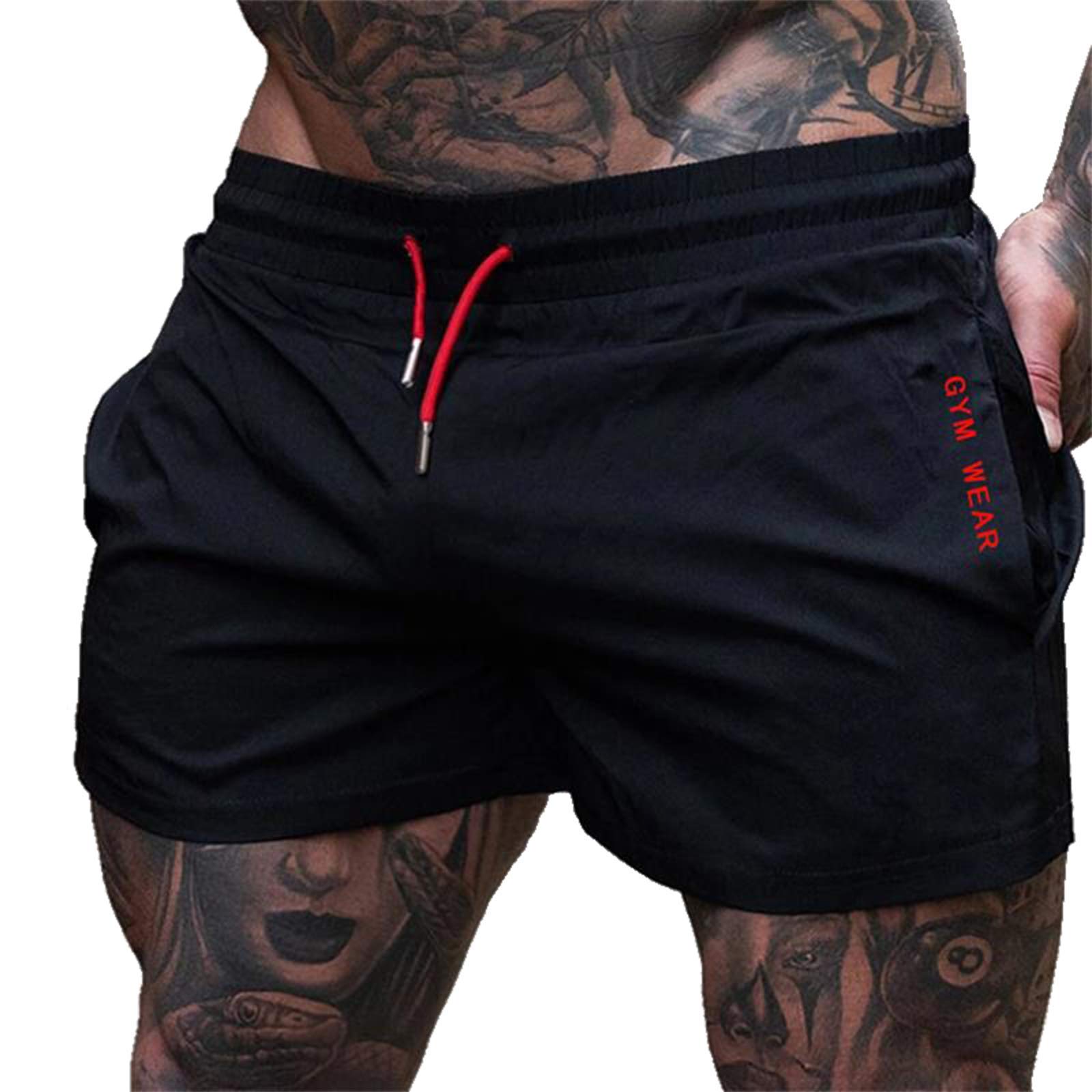 

Manatsulife Gym Woven Simple DK17 Men s Shorts, Quick-Drying, Fabric, Two-Pocket, 3/4 Length, Design, (Red, M)