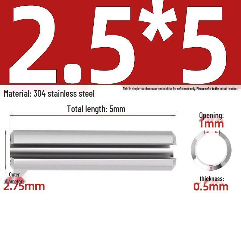 304 Stainless Steel Slotted Spring Pin, Cylindrical Shaft Pin, Locating and Hollow Pin (M5-M12)