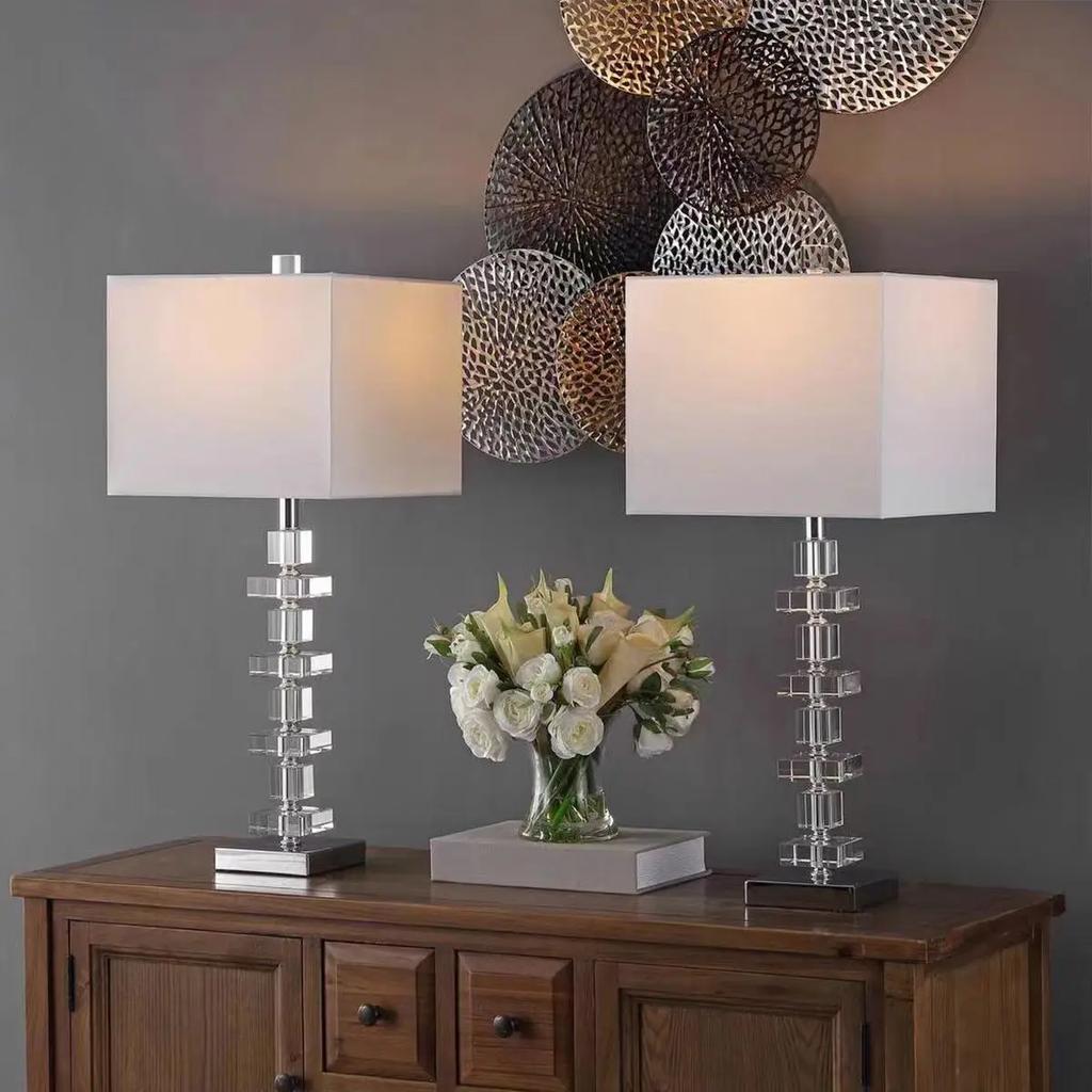 Nordic Creative LED Floor Lamp Fabric Lampshade Crystal Glass Ball Home Decoration Living Room Bedroom Art Reading Desk Lamp
