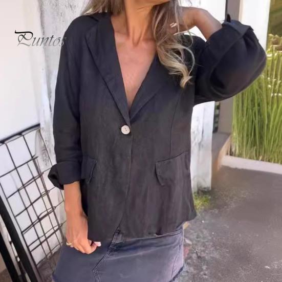 

Женский весенне-осенний костюм, пальто с лацканами и длинными рукавами, пиджак на одной пуговице, однотонная Свободная тонкая верхняя одежда S розовый