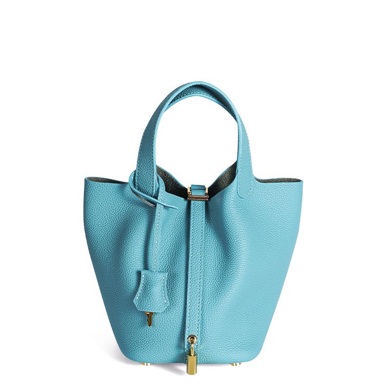 Women's High-Quality Genuine Leather Bucket Bag - Exquisite Cowhide Handbag