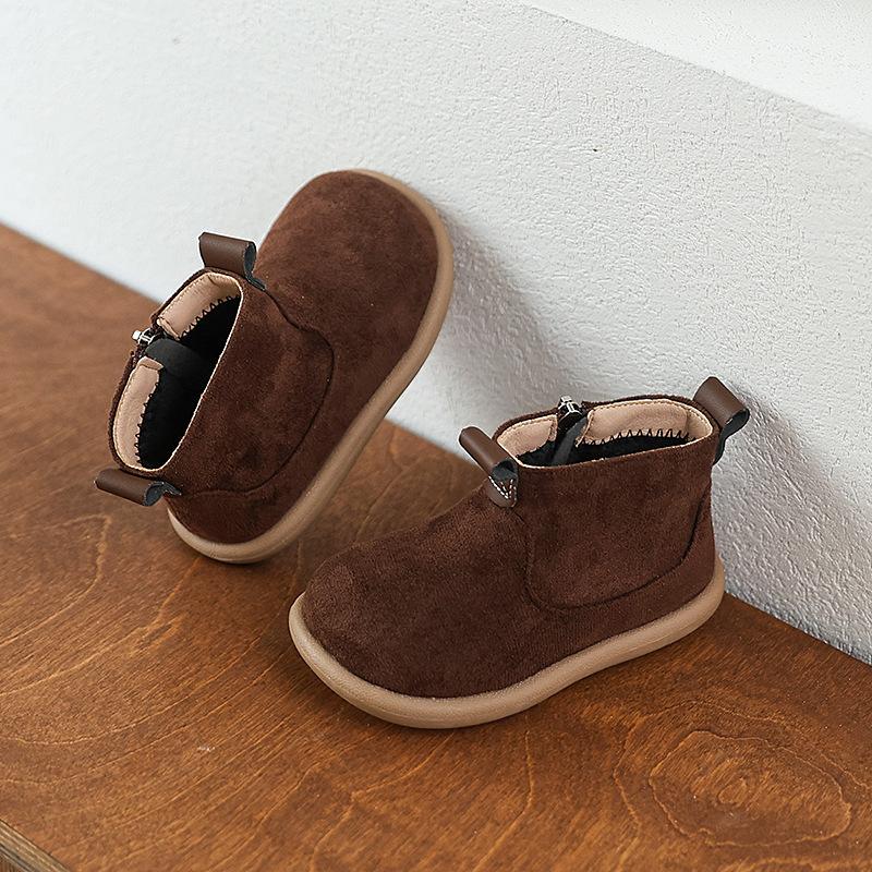 Autumn Winter Children's Causal Thermal Boots Warm Plush Girls Ankle Boots Versatile Zipper Kids Boys Cotton Boots