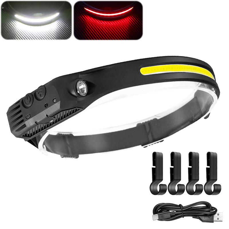 Powerful COB LED Induction Headlamp Built-in Battery USB Rechargeable Head Flashlight Outdoor Camping Fishing Riding Headlight