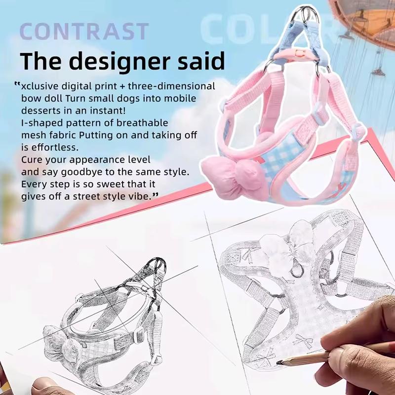 Puppy Strap Set Adjustable Dog Cat Harness Vest French Bulldog Chihuahua Pug portable Outdoor dog walking adjustable pet supplie