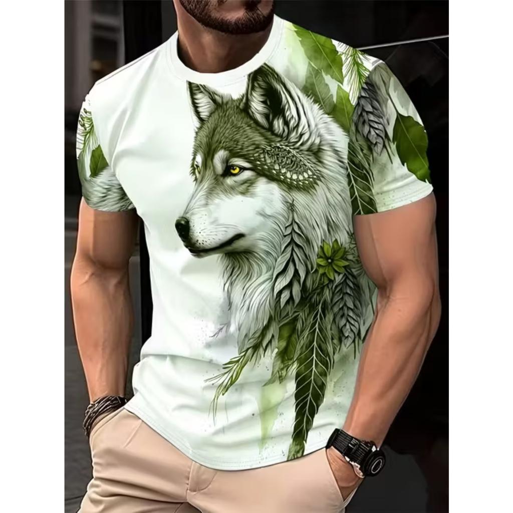 New Summer Men's Fashion T-shirt Personality Animal Pattern Printed Men's T-shirt Top