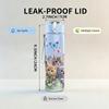 1 Stück Mehrrassen-Kätzchen Florale Collage 750ml Farbe Kunststoff-Wasserflasche Auslaufsicherer Klappdeckel mit Strohhalm Für Sport, Büro, Heimgebrauch