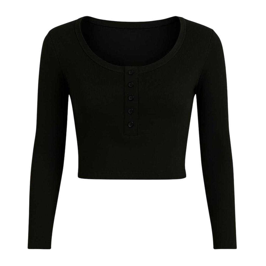 I Saw It First Womens/Ladies Ribbed Long-Sleeved Crop Top