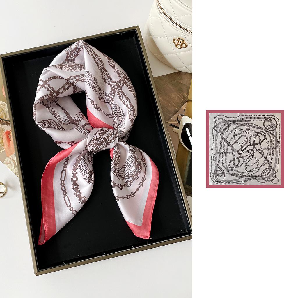 Spring/Summer wholesale square scarves, vintage American chain scarves, European and American imitation silk satin scarves, decorated women's