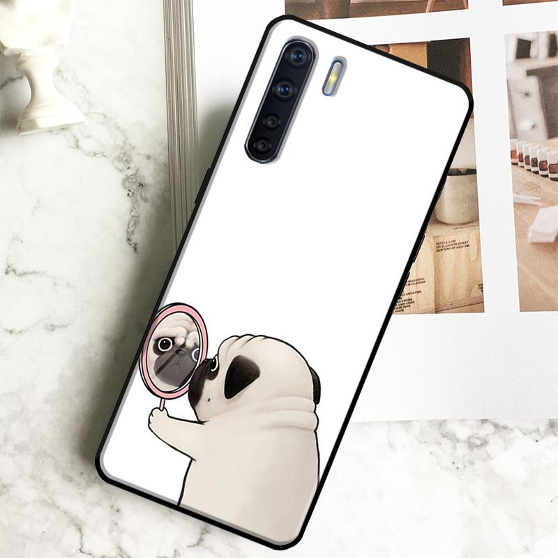 Pug Dog Funny Cartoon Case For Oppo A18 A38 A58 A78 A98 A40 A60 A80 A16 A76 A96 A15 A17 A77 A74 A94 A54 A57S Cover