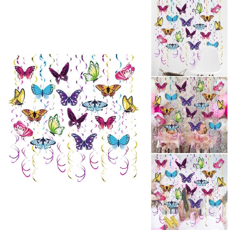48 Stück Schmetterling Hängende Wirbel Dekorationen Helle Schmetterling Hängende Spiralen für Geburtstags- und Babyparty Dekoration