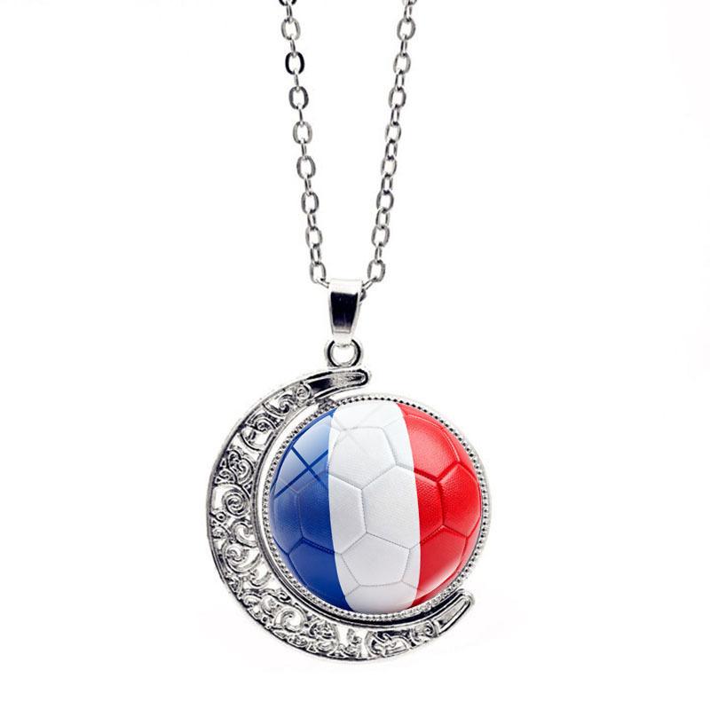 FIFA World Cup Flag Football Necklace Women's Versatile Creative Rotating Moon Pendant Sweater Chain