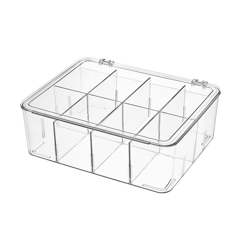 PET Flip-top Refrigerator Storage Box for Fresh Produce and Beverages - Transparent and Compartmented Container