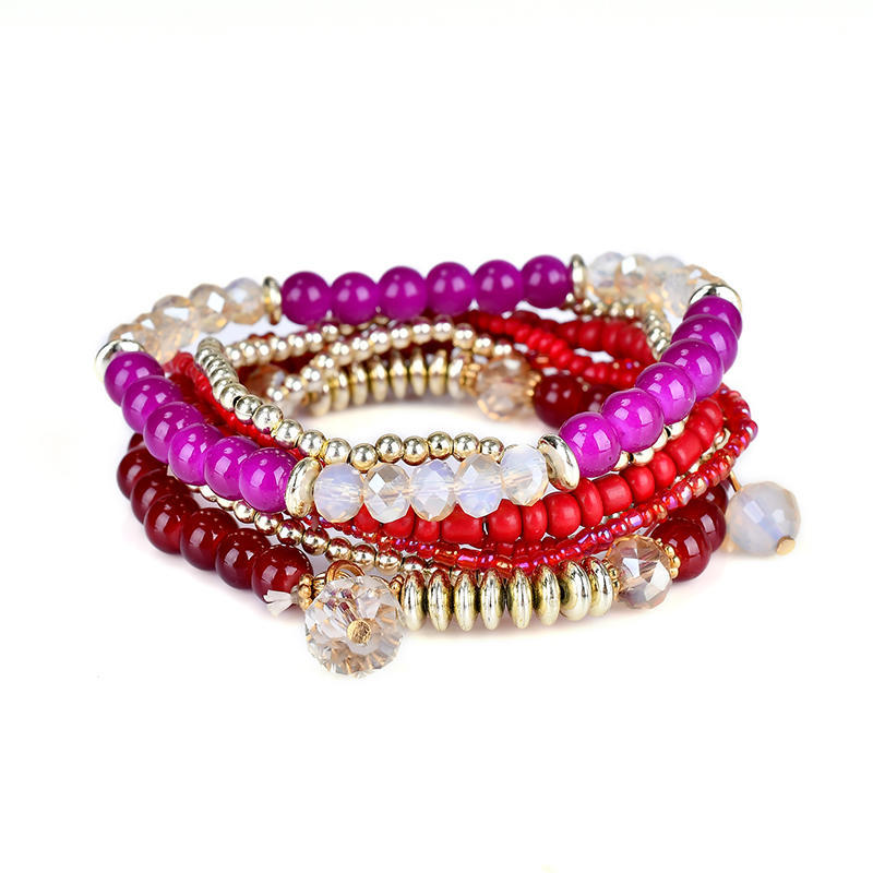 Bohemian Multilayer Beaded Bracelet Rhinestone Wrap Charm Bracelets Fashion Jewelry