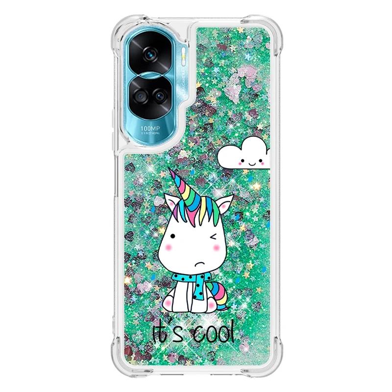For Honor 90 Lite Case Cartoon Painted Pattern Quicksand Liquid Cover For Huawei Honor 90 Lite Honor90 90Lite Phone Case Fundas