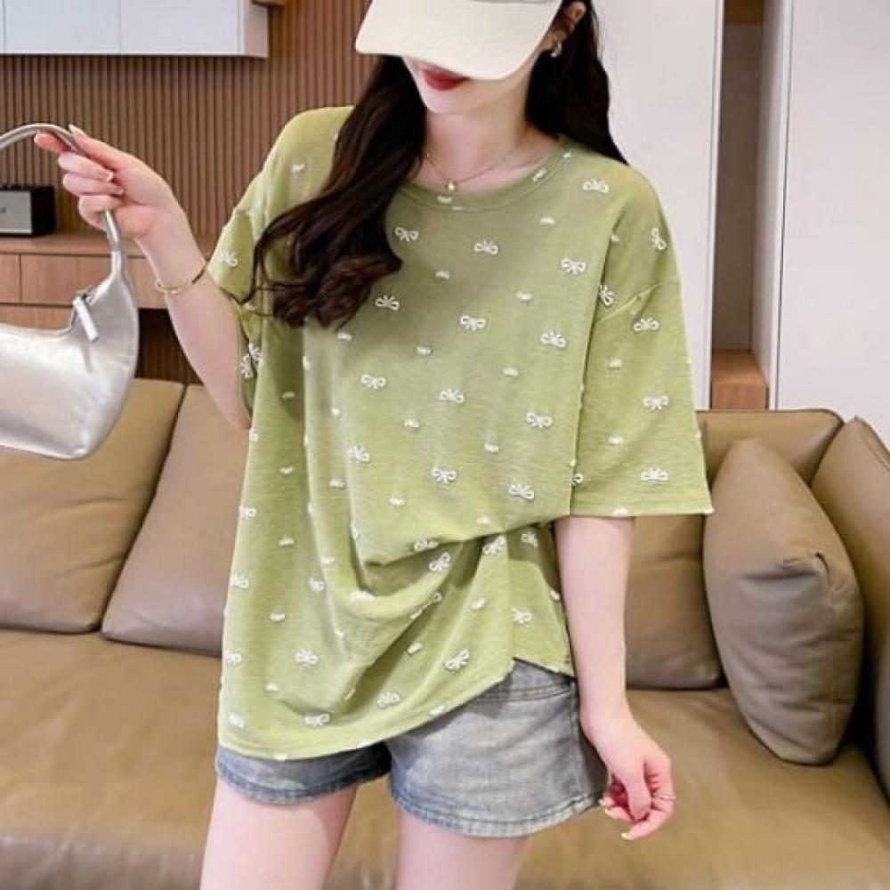 Navava NT2439 Mini Ribbon PaTTern Loose FiT T shirT