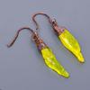 Yellow Topaz Rough Stone Unique Artisan Dangling Trendy Earrings Jewelry Copper V-7