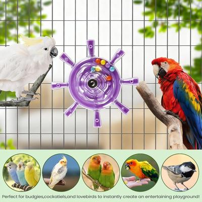 Interactive Parrot Rotating Windmill Toy Bird Cage Toy For Parrots Rotating Treat Dispenser For Mental Stimulation Entertainment