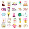 50 Cute Cartoon Birthday Stickers for Cake and Milk Tea Cup Decoration