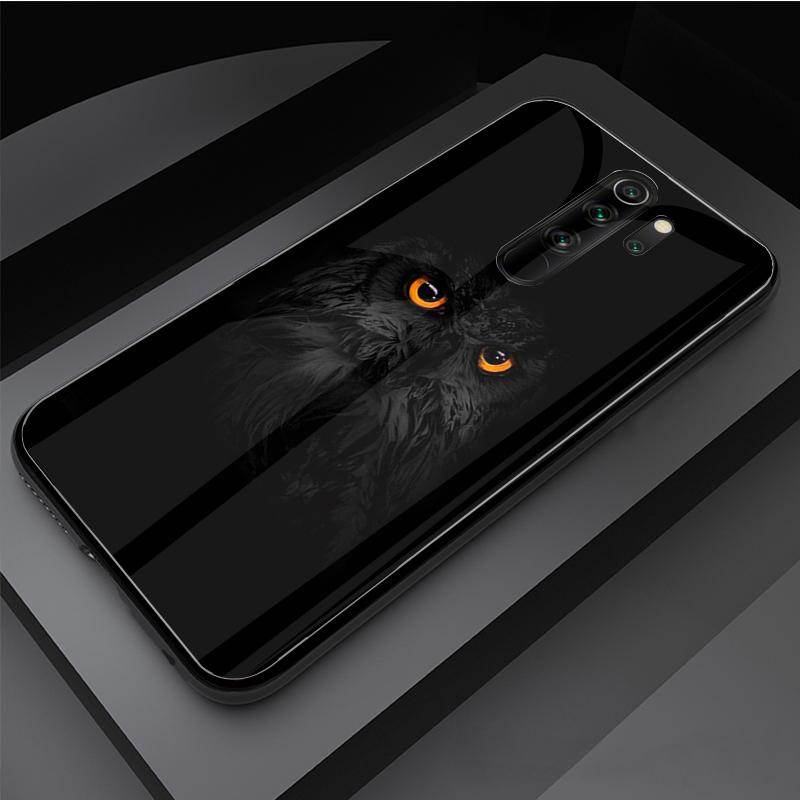 Owl Tempered Glass Phone Case For Redmi Note 5 6 7 8 Pro Note8T Note9S Redmi8 9 Cover Shell