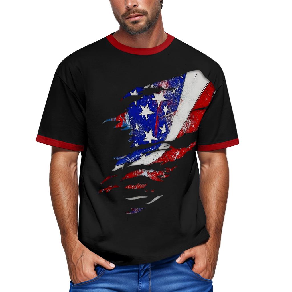 Summer Men's Popular T-shirt Printed Round Neck Short Sleeve T-shirt