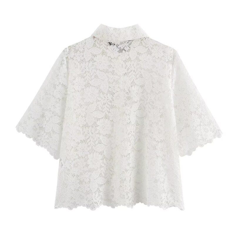 Fashion Style 2024 Summer New Arrival Women's Stylish Elegant Lace Short Tops High Waist Ankle Pants 3254490