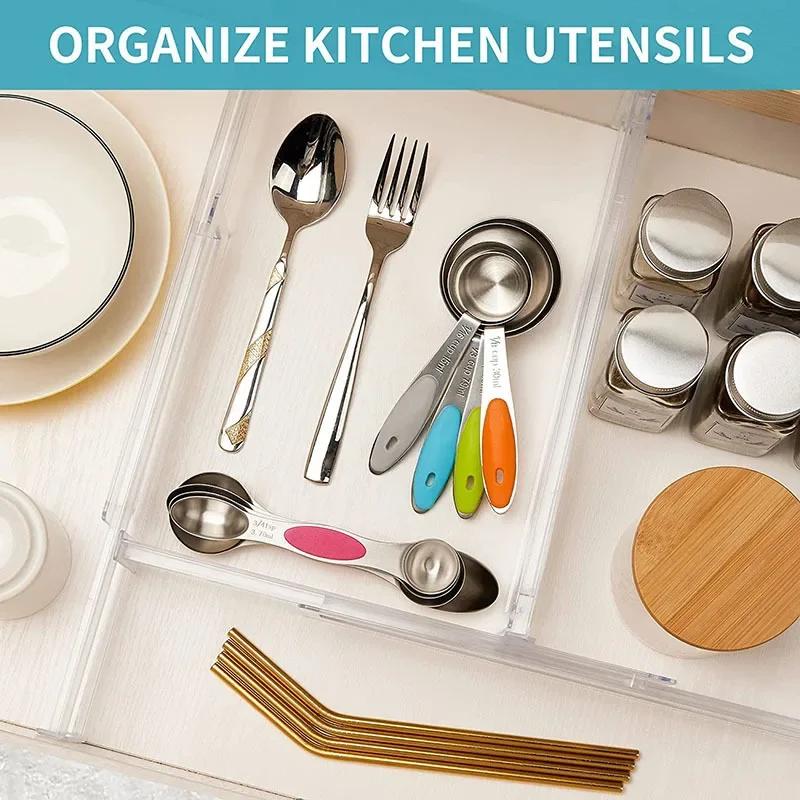 1Pcs Clear Drawer Dividers Organizer Adjustable Cabinet Storage Clothes Organizer Drawers Separators Kitchen Drawer Organizer