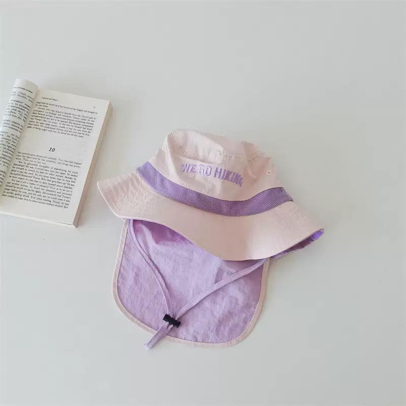Children's Unisex Wide Brim Sun Hat with Shawl - Spring & Summer Korean Style