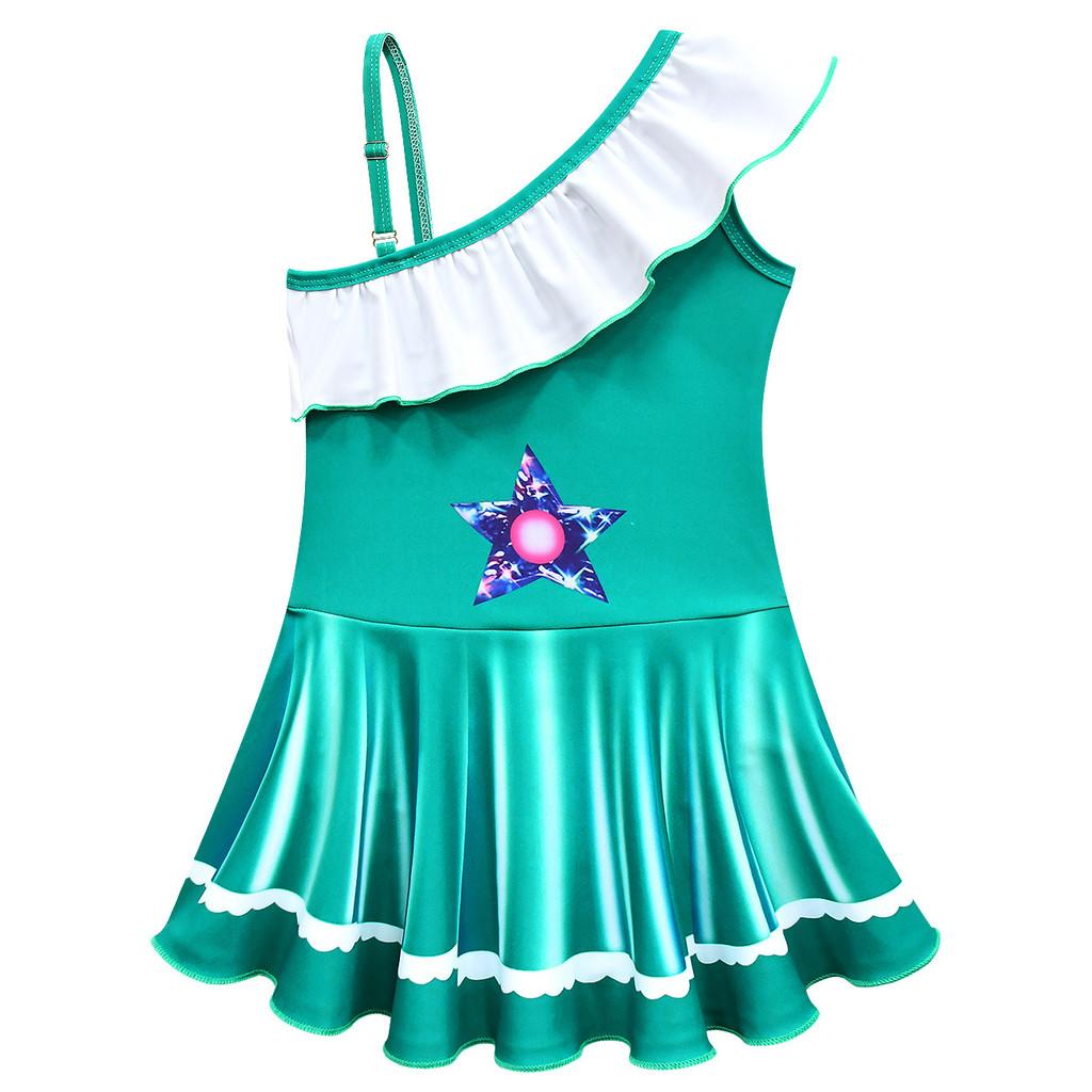 20853 Kids Girls Princess Rosalina Print One-piece Swimsuit Swimwear 100cm зелёный