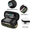 Pencil Bag High Capacity Wear Resistant Polyester Easy Open Zipper with Mesh Pocket Removable Divider and Pen Slots for Students