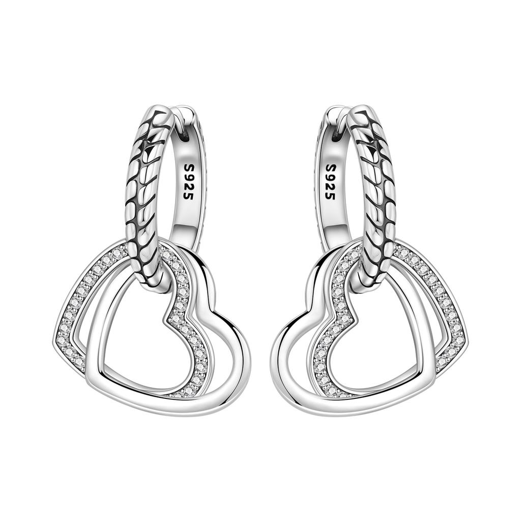 PANPOKI 925 Sterling Silver Detachable Chain Earrings Jewelry Hoop Earrings Women Jewelry Party Trendy Festival Gifts