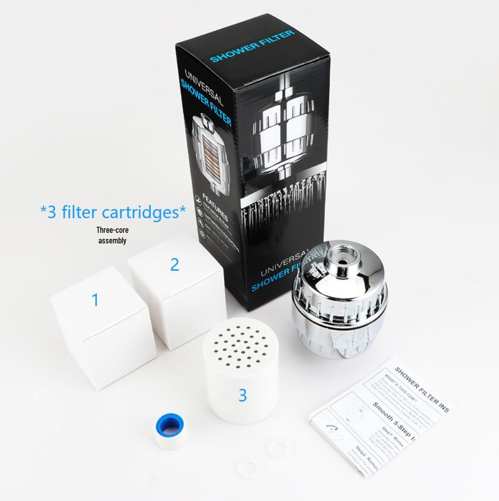 High-Flow 15-Stage Shower Filter: Removes Residual Chlorine & Beautifies Skin with 20-Layer Filter