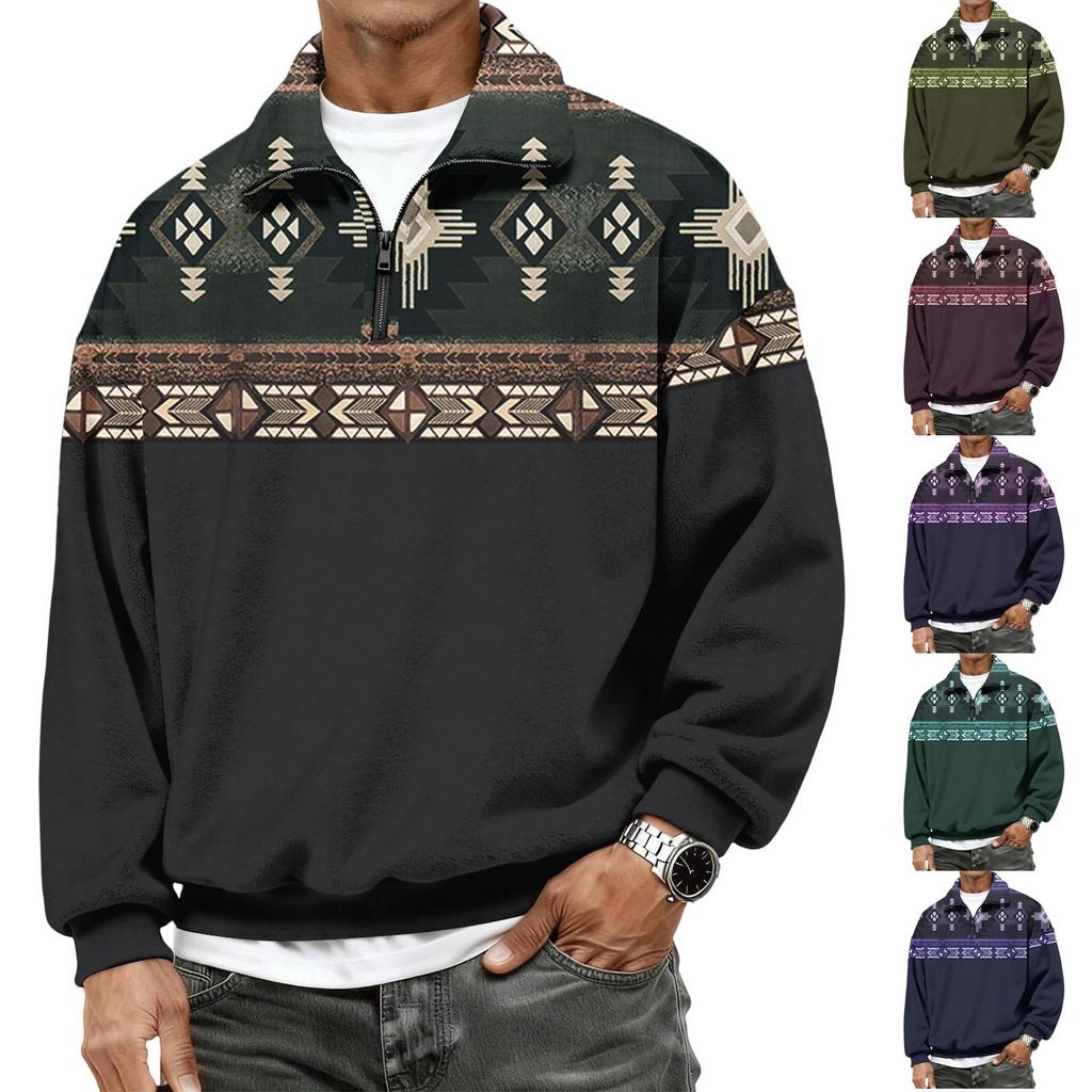 Men's Casual Flannel 1/4 Zip Long Sleeve Sweatshirt for Everyday Wear