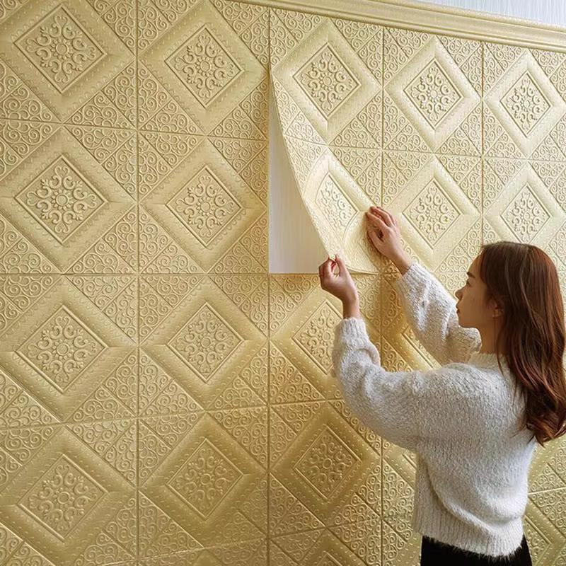 3D decorative waterproof and moisture-proof 70 * 70cm brick self-adhesive ceiling wallpaper wall sticker foam wallpaper home