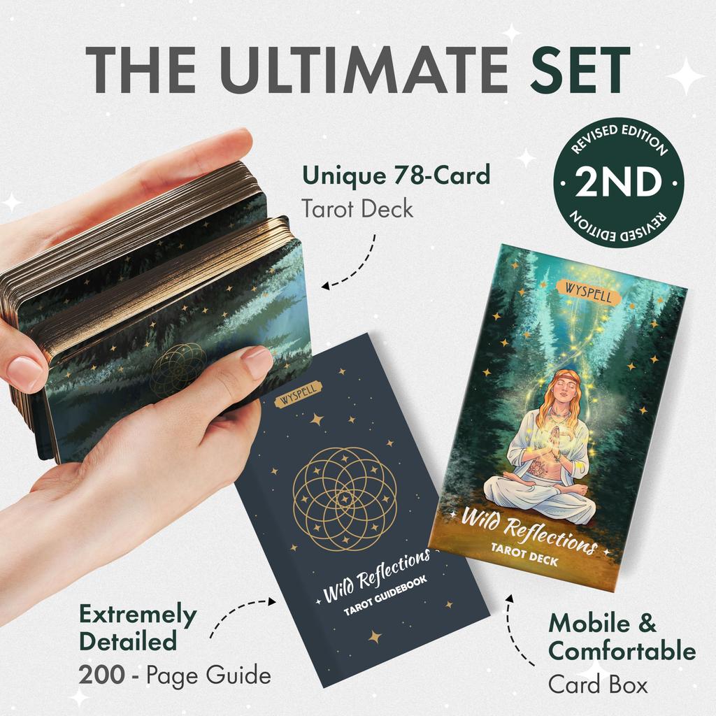 Wyspell Wild Reflections Tarot Tarot Cards with Beautiful Tarot Card Set for Beginners Cards Nature-Inspired Guidebook,