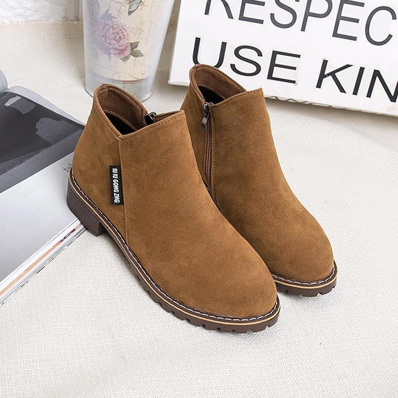 Botines de ante para mujer calentitos con cremallera, moda de invierno  comprar a buen precio — entrega gratuita, reseñas reales con fotos — Joom