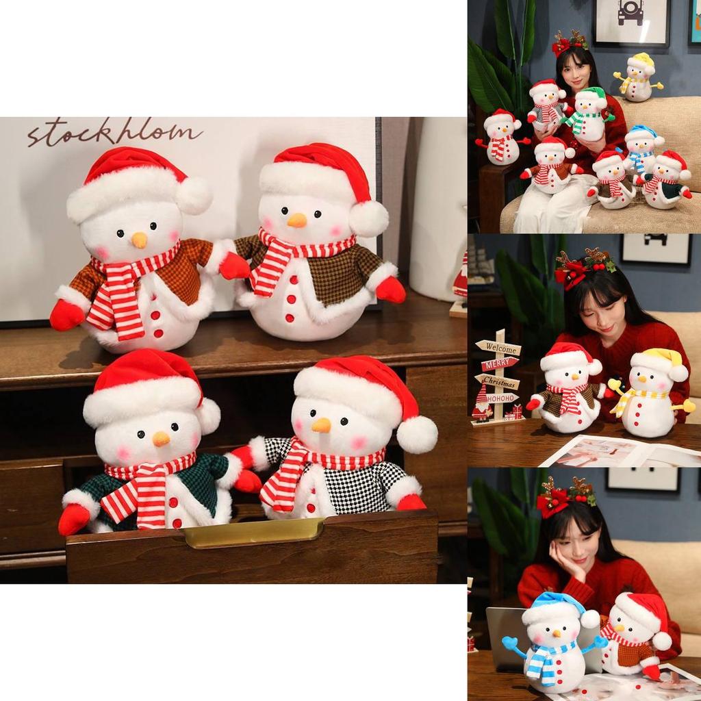Adorable Plush Snowman Doll For Bedroom Decor Soft Stuffed Toy For Kids Christmas Gift