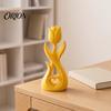 Stylish Entrance Hall Decor 3D Printed Tulip Flower Figurine with Hollow Heart Decor, Modern Desktop Decorative Figurines Ornament, Sculpture