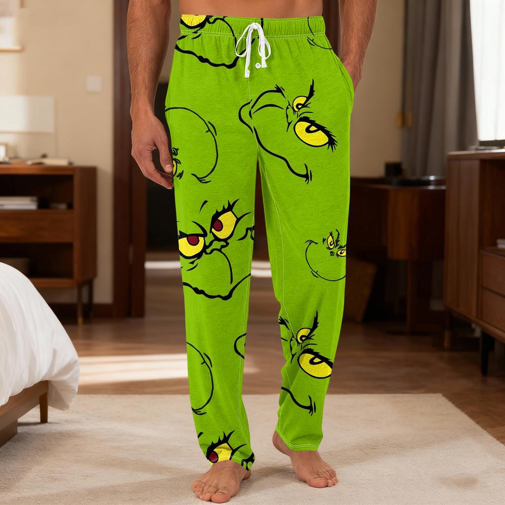 Men's Plain Knit Solid Pocket Casual Pants Home Pajama Pants