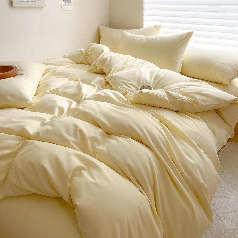 

Однотонный летний комплект из 4 предметов из стираного хлопка для общежитий 1.2m Bed 3-Piece Set (Duvet Cover 150x200)